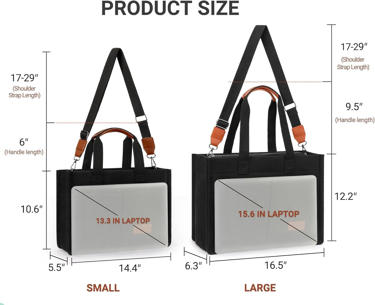 ZORFIN Canvas Tote Bag - Stylish Crossbody Work Bag with Zipper & Compartments | Ideal for Travel & College