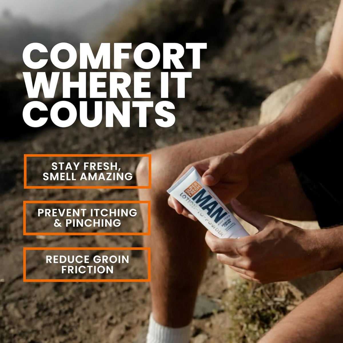 Super Fresh Ball Deodorant Powder - Comfort Cream for Men | Odor Control & Chafing Relief, 4 oz