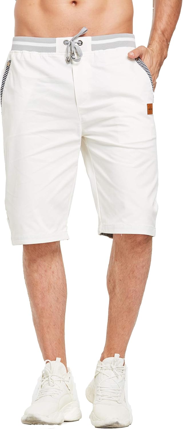 Tansozer Men's Casual Beach Shorts - Classic Fit with Drawstring, Elastic Waist & Pockets