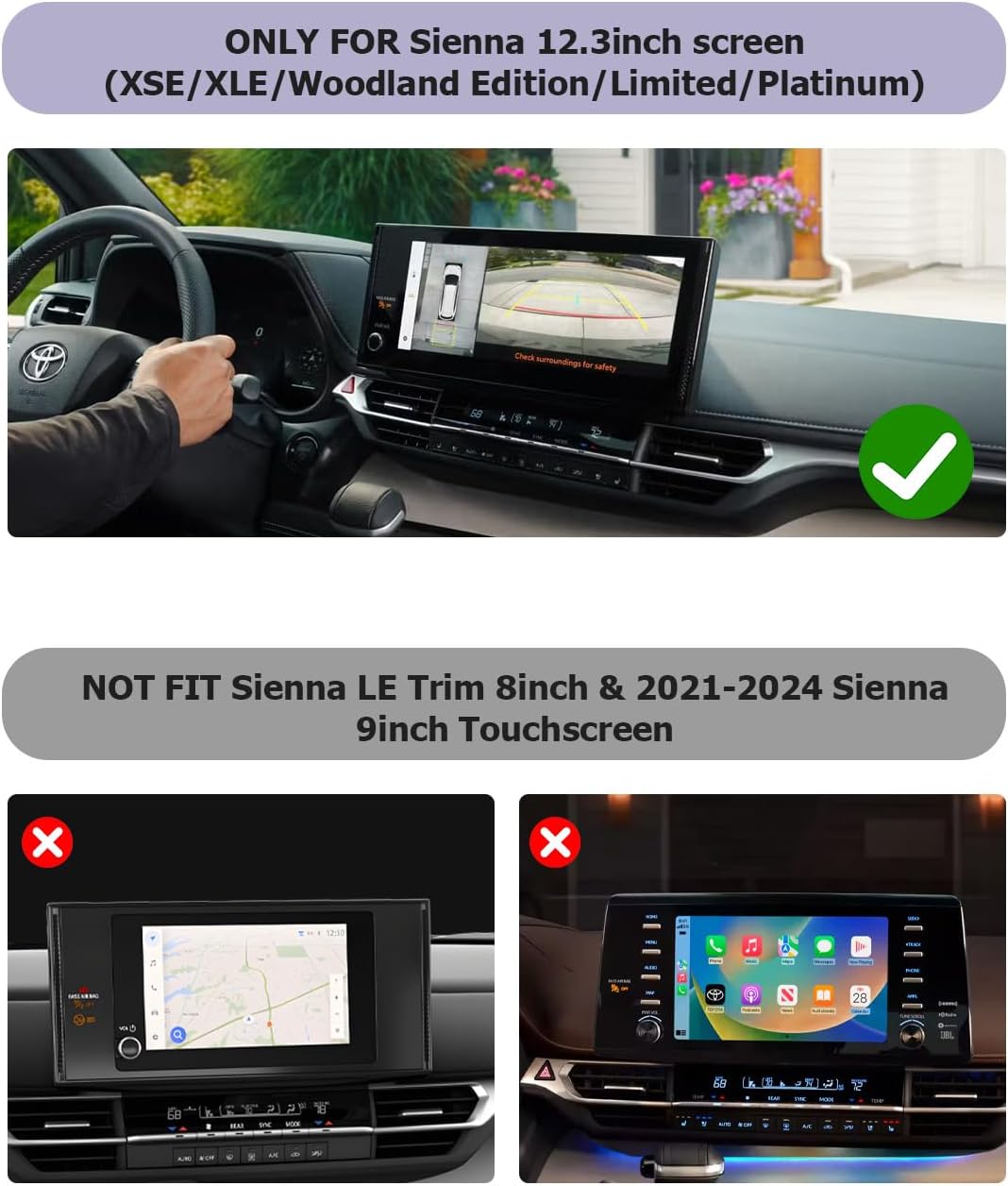 LUWU Dashboard Storage Tray Compatible with 2025 2026 Toyota Sienna Accessories Behind Screen Organizer 2025-2026 Sienna Accessories Center Console Display Box Dash Tray(ONLY for 12.3-INCH Screen)