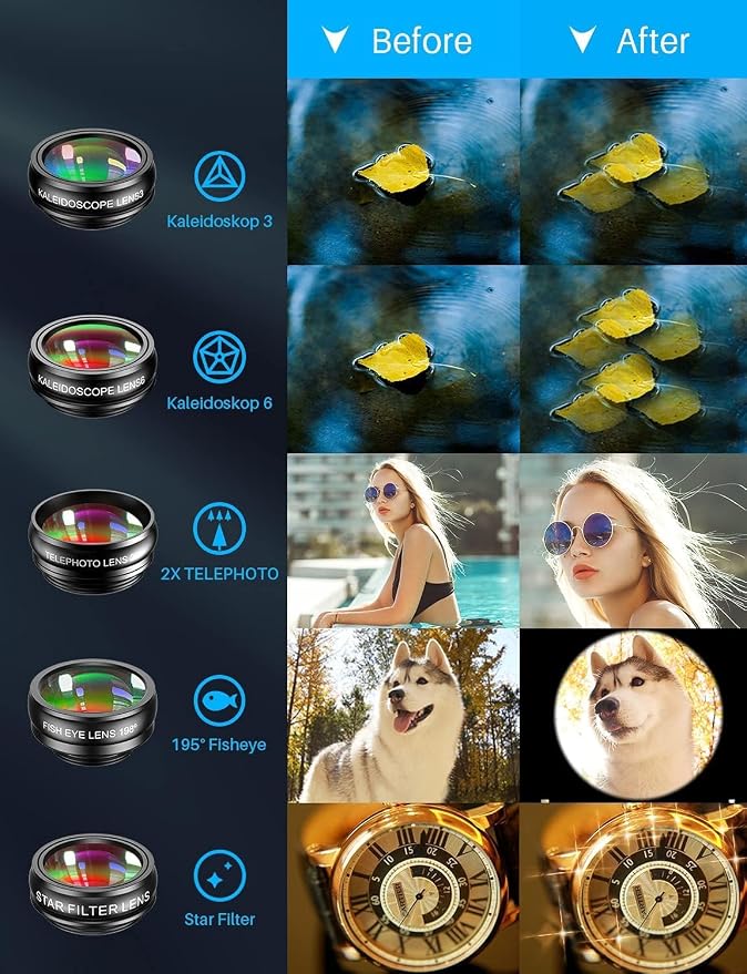 MIAO LAB 10 in 1 Cell Phone Camera Lens Kit, Wide Angle Lens & Macro