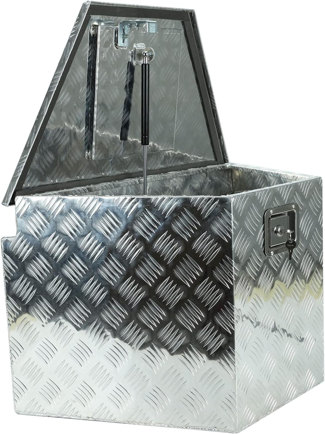 29"X16.5"X18" Silver Aluminum Pickup Truck Bed Trunk Storage Trailer Tongue Tool Box with Lock and Key 5 Bar Tread