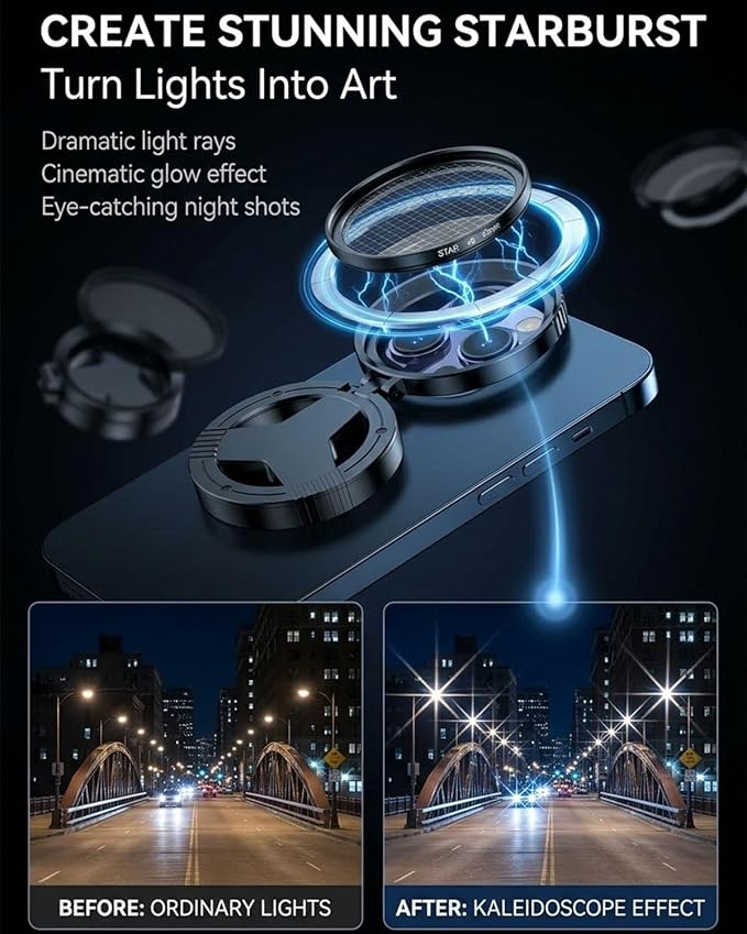 Anti-Glare Magnetic Phone Filter 2-in-1 Magnetic Cpl & Star Filter Lens