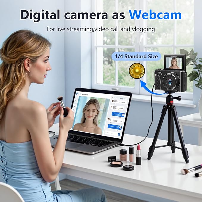 8K Digital Camera for Photography, 88MP HD WiFi Vlogging Camera for YouTube