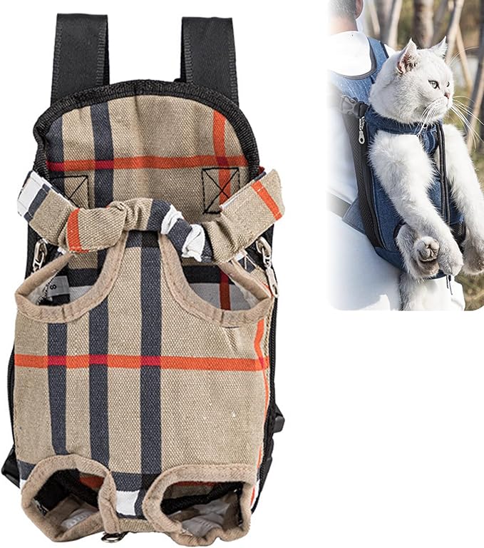 Portable Pet Carrier Backpack, Adjustable Pet Front Cat Dog Carrier Backpack Travel Bag for Small Medium Dogs Cats Puppies, Cat Backpack Carrier for Hiking Cycling (D, XL)