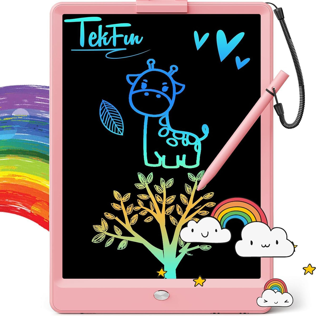 TEKFUN LCD Writing Tablet - 10-Inch Mess-Free Doodle Board for Kids | Perfect Easter Gift (Pink)