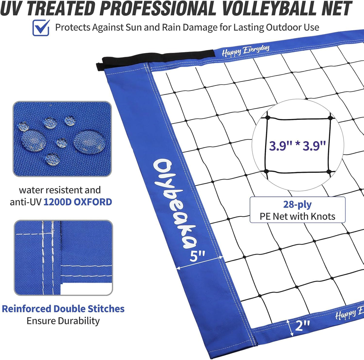 Skiennix 32ft Outdoor Volleyball Net Set - Adjustable Heavy-Duty Poles, Durable Net & Accessories