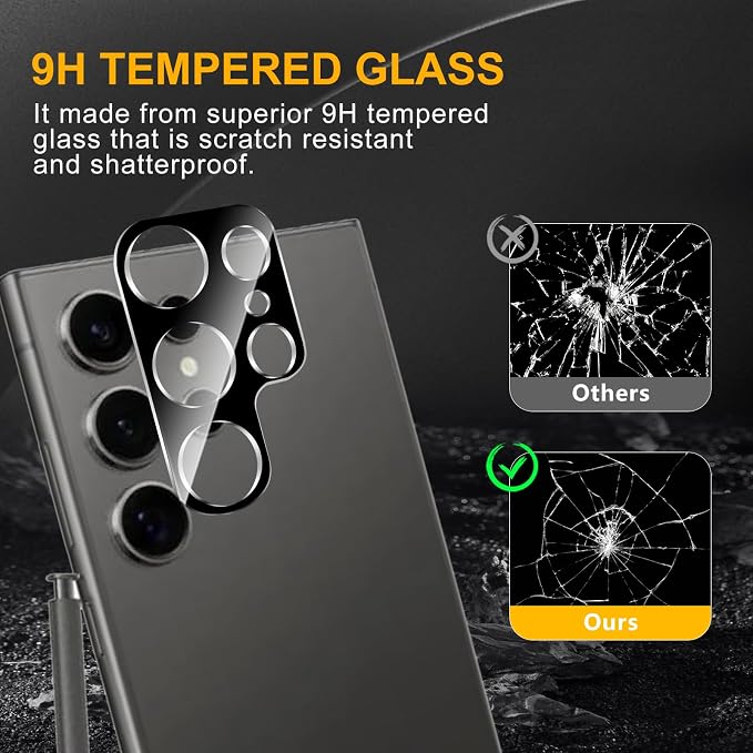 3 Pack Camera Lens Protector for Samsung Galaxy S24 Ultra, Tempered Glass