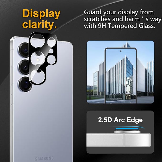 3 Pack Camera Lens Protector for Samsung Galaxy S25 Ultra, Tempered Glass