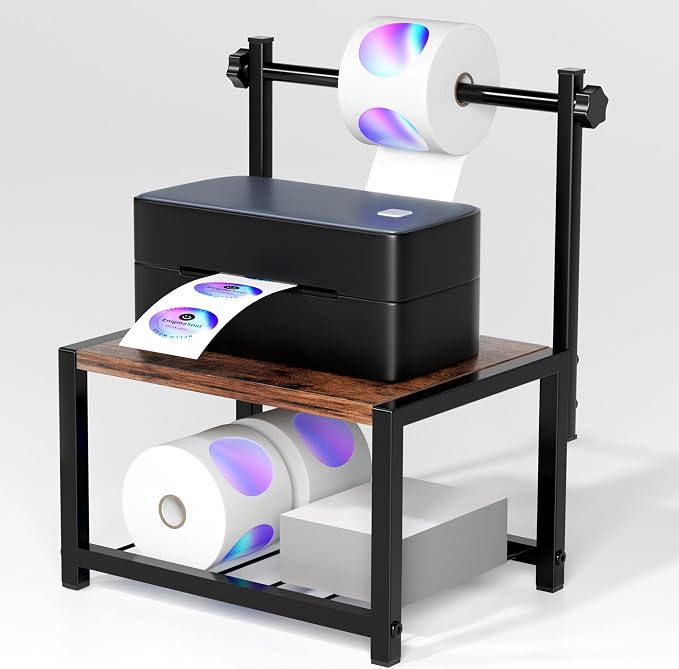 Label Holder for Rolls and Fan-Fold Labels, Sturdy Thermal Sticker Holder for