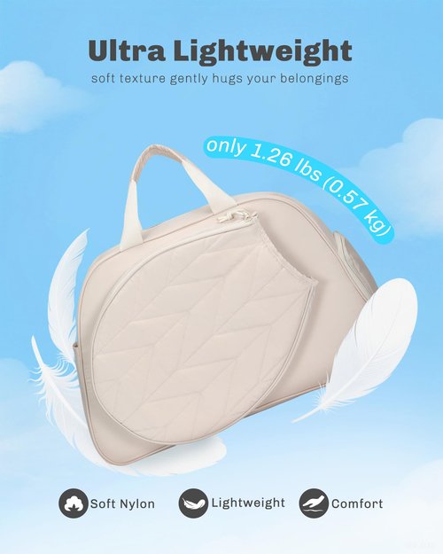 Hynes Eagle Pickleball Bag Tennis Gym Bag for Women Holds 2 Rackets with Shoe Compartment & Wet Pocket Sport Duffle Bag 17 inches Laptop Overnight Weekender Beige