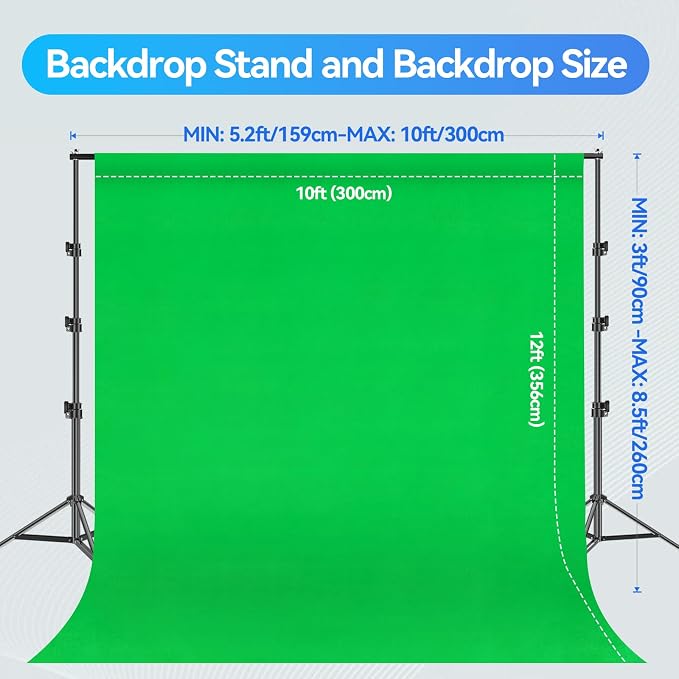 EMART 8.5X10 FT Green Screen Backdrop Kit, Photography Umbrella