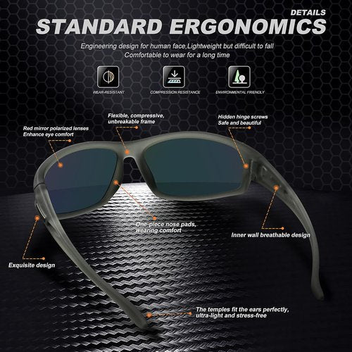 AWGSEE Polarized Sports Sunglasses for Men 100% UV Protection Wrap Around Unbreakable Sun Glasses for Fishing Driving