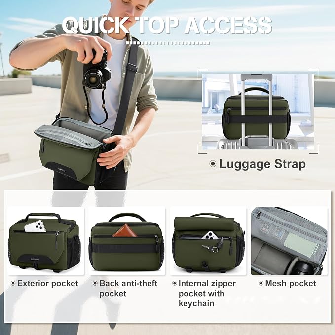 RAINSMORE Camera Bag, DSLR/SLR/Mirrorless Small Camera Sling Bag Waterproof