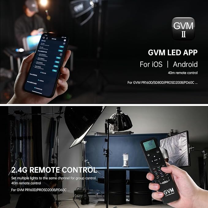 GVM 160W LED Video Light with Bluetooth Control, 5600K Photography Light