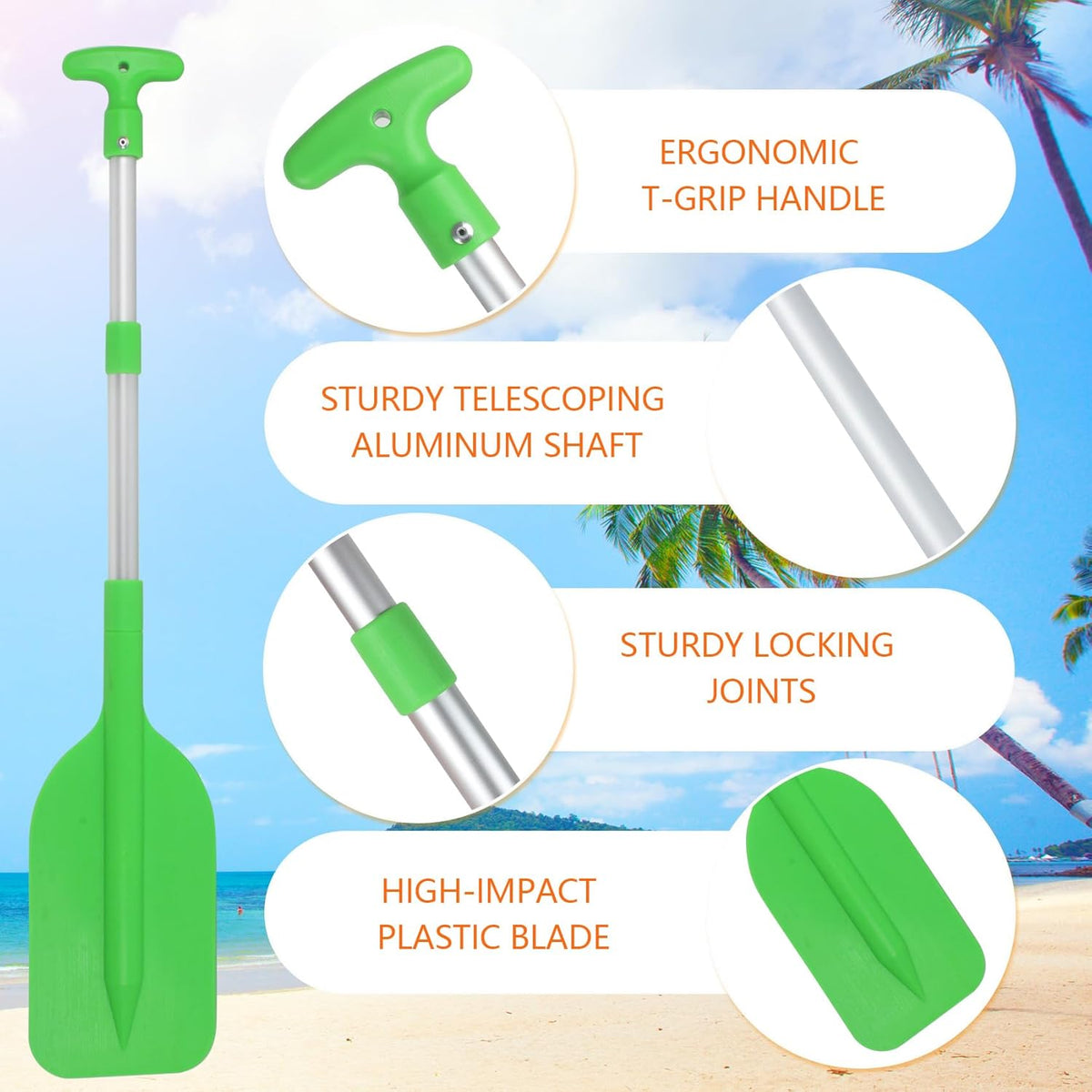 Skiennix Telescoping Boat Paddle - Collapsible Oar with Anti-Slip Grip | 2-Pack for Kids & Adults