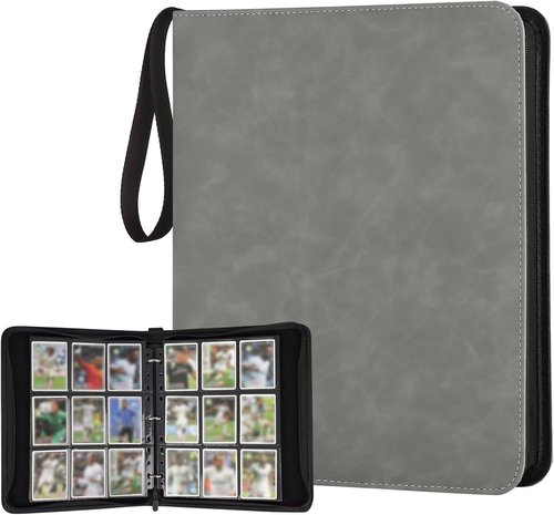 GERMUN 9 Pocket Card Binder - Premium Zip Trading Card Album for MTG, TCG & Sports Cards | Grey Color, 720 Double-Sided Pockets