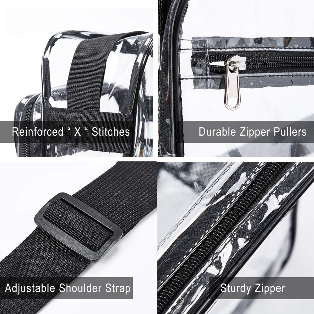 Skiennix Clear Bag - Stadium Approved Crossbody Messenger Shoulder Bag with Adjustable Strap | Ideal for Concerts & Sports Events