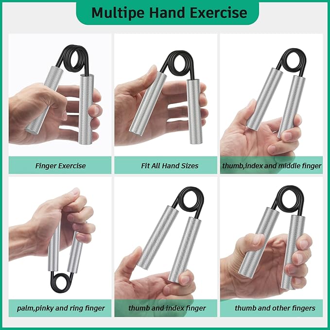 Grip Strength Trainer 4 Pack,50LB-200LB Metal Hand Grip Strengthener,Non-Slip Heavy-Duty Forearm Exerciser,Hand Gripper for Muscle Building and Hand Rehabilitation Exercising