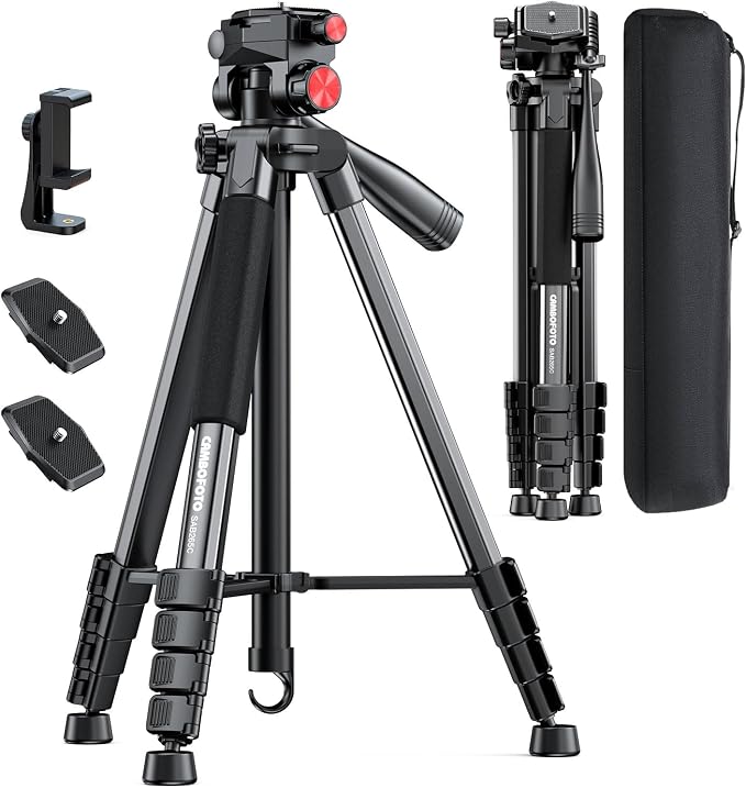 CAMBOFOTO 72" Camera Tripod, Professional Aluminum Tripod Stand