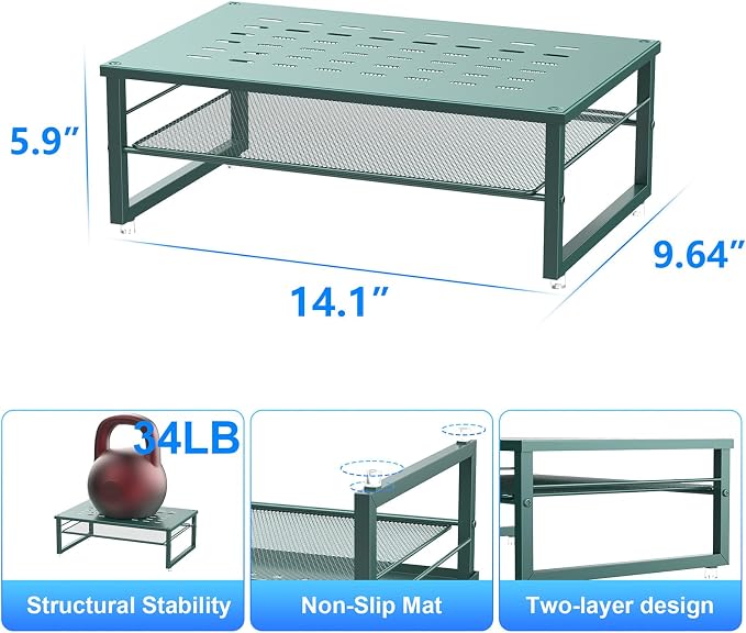 gianotter 2-Tier Metal Monitor Stand Riser, Desk Organizer