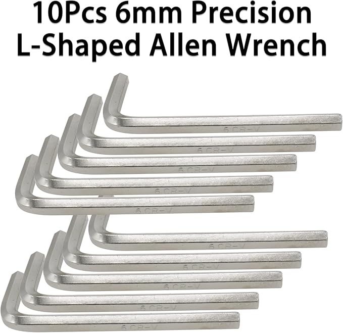6mm Hex Key Wrench Set, 10Pcs Precision L-Shaped Allen Wrenches, Sturdy Hexagon Tool Kit for Repairing Bikes & Furniture, Small Metric Hex Spanner with Hex Head Replacement