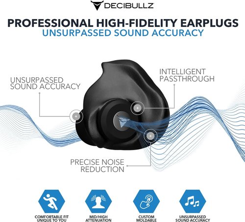 Decibullz Moldable Earplugs - Noise Cancelling Concert Earplugs for Musicians & DJs | Perfect Fit