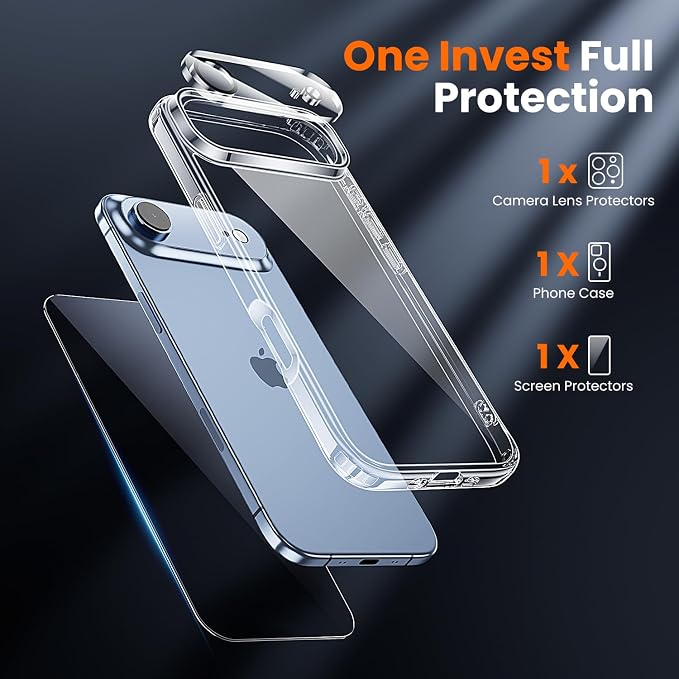 toushion 3 in 1 for iPhone Air Case Clear, Screen Protector *1 & Camera Lens