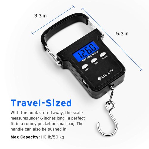 Etekcity Digital Fishing Scale - 110lb Capacity with Backlit LCD Display & Non-Slip Handle | Black