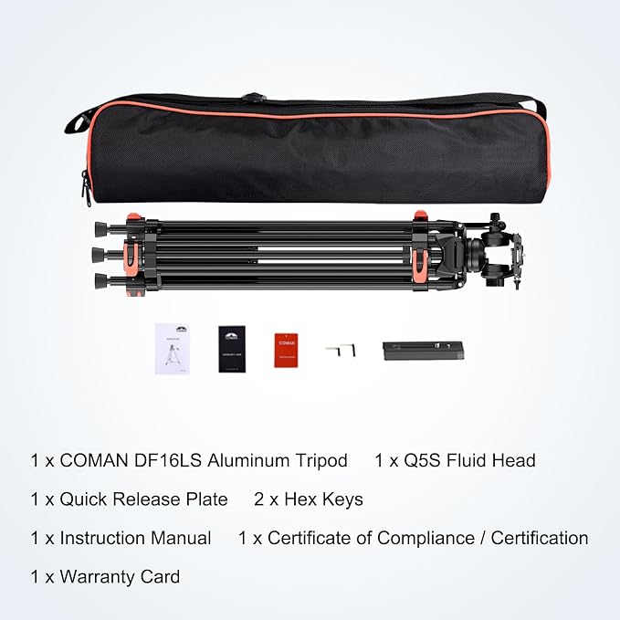 COMAN 74.4" Video Tripod, Heavy Duty Camera Tripod