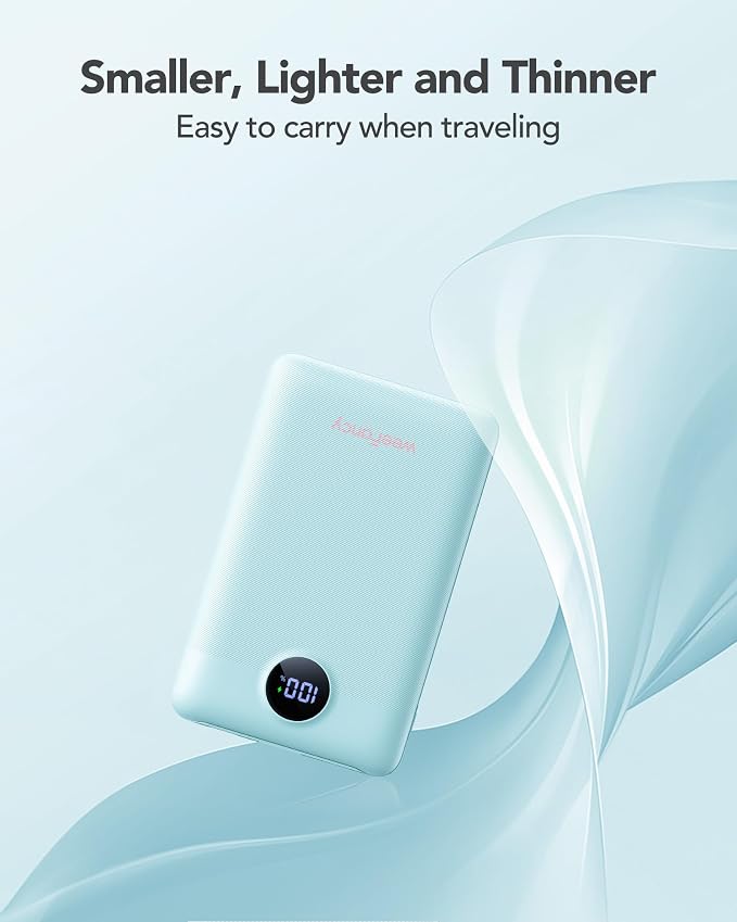 Mini Portable Charger with Built-in Cables 20W Fast Charging Power Bank USB-C Small Battery Pack 10000mAh Travel Essential Slim Battery for iPhone 17/16/15/14, Samsung 25/24, and More