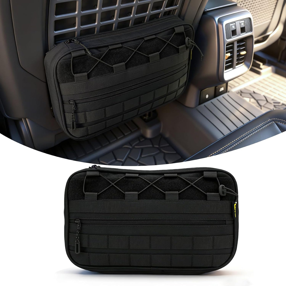 Car Storage Organizer Compatible with 2021-2025 Ford Bronco 2/4 Door, Heavy Duty Rattle-Free Backseat Tactical Seat Storage Bags, No-Drill 600D Oxford Anti-Clutter Gear-Brown