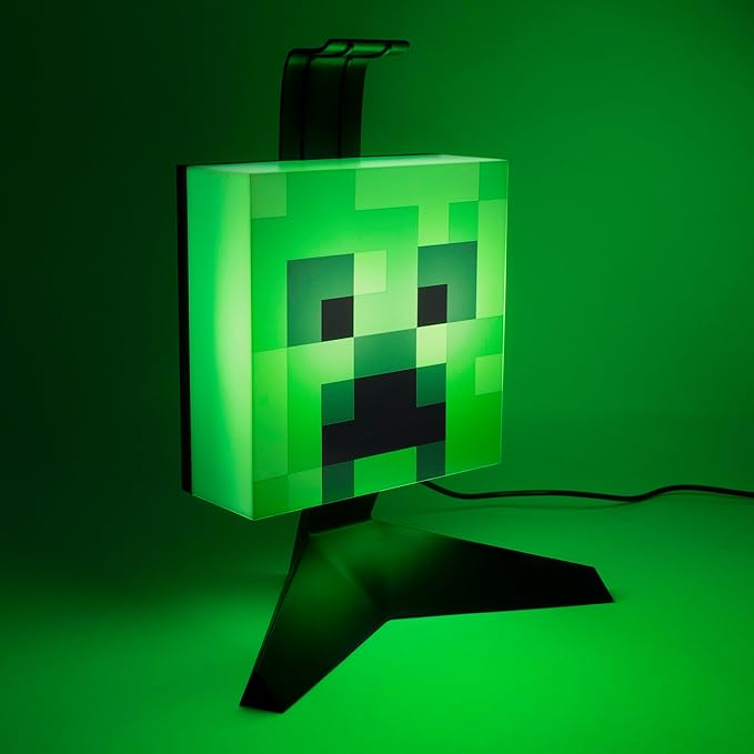 Minecraft Creeper Headphone Stand - Officially Licensed Merchandise, Lights Up with 2 Lighting Modes, Gamer Headset Stand Powered by USB, Gaming Room Decor, 23.7cm (9.3") | Paladone