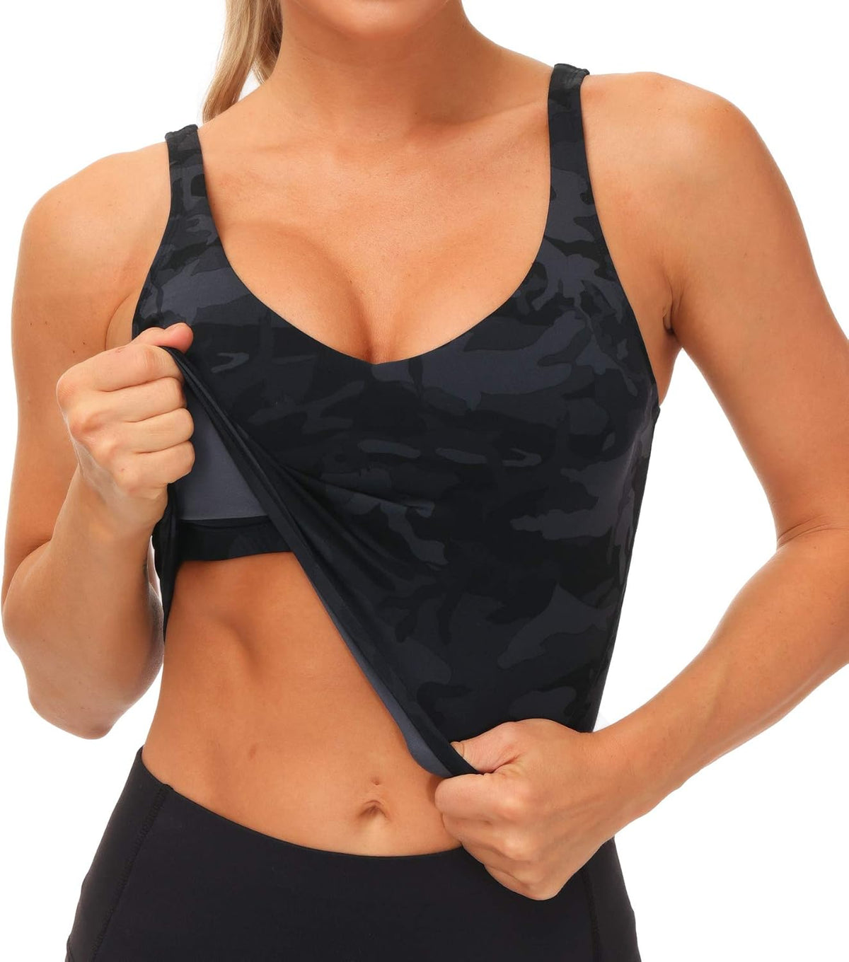 The Gym People Women's Longline Sports Bra - Wirefree Padded Design for Medium Support
