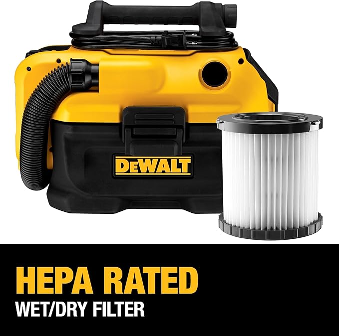DEWALT 20V MAX Shop Vacuum Wet and Dry, Shop Vac 2 Gallon, Cordless and Corded Wet Dry Vacuum Cleaner, Wide Nozzle, Hepa Filter, Tool Only (DCV581H)