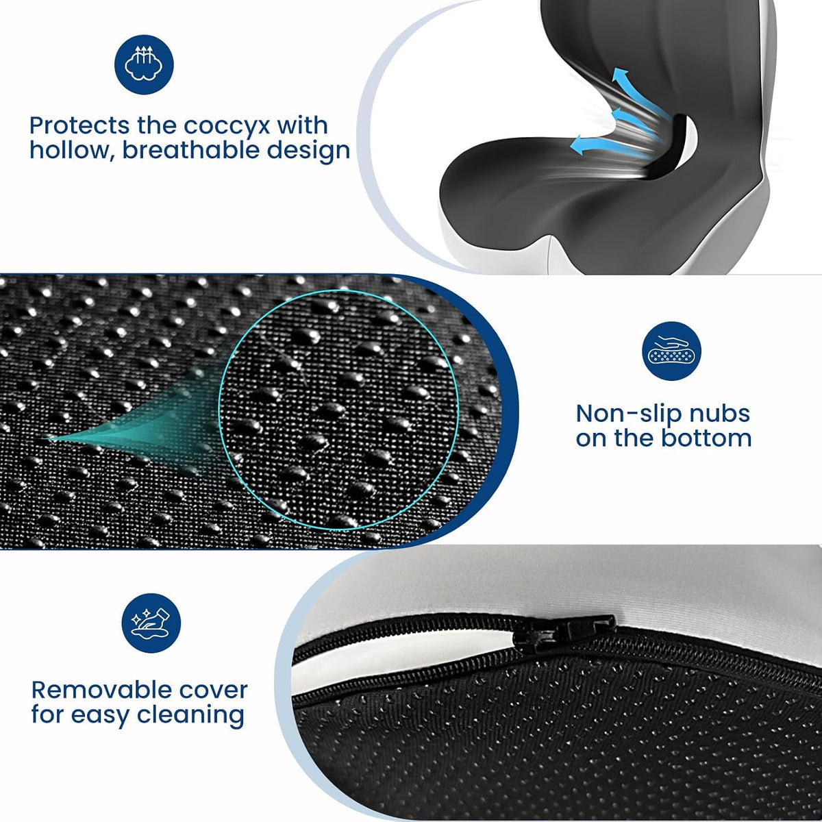 Upgrade Orthopedic Cushion Seat, Orthopedic Cushion for Car, Back and Seat Cushion Pro, Ergonomic Memory Foam Seat Cushion, Non-Slip Belt Backrest for Soothe Pressure Relief（Gray）