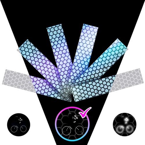 LOOM Reflective Stickers for Helmet - 6pcs Prism Gray | Waterproof Hi-Vis Decals for Night Riding