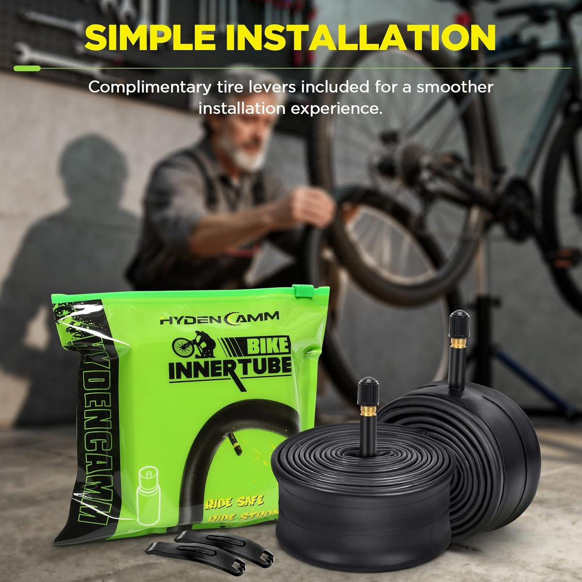 Skiennix Bike Tube Set - 2 Pack 20/26" Inner Tubes with 35mm Schrader Valve & 2 Levers | Compatible with MTB, Cruisers, Road Bikes