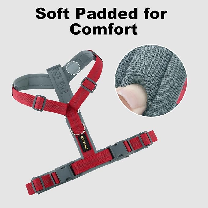 Plutus Pet No Pull Dog Harness, Adjustable Nylon Harness with Soft Padding, Reflective and Heavy Duty Dog Harness for Small, Medium, Large Dogs(Red, M)