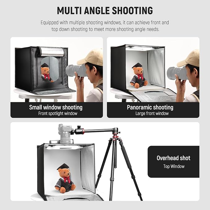 NEEWER 40CM Upgraded Photo Studio Light Box, 4 Backdrops, 5600K 144 LEDs