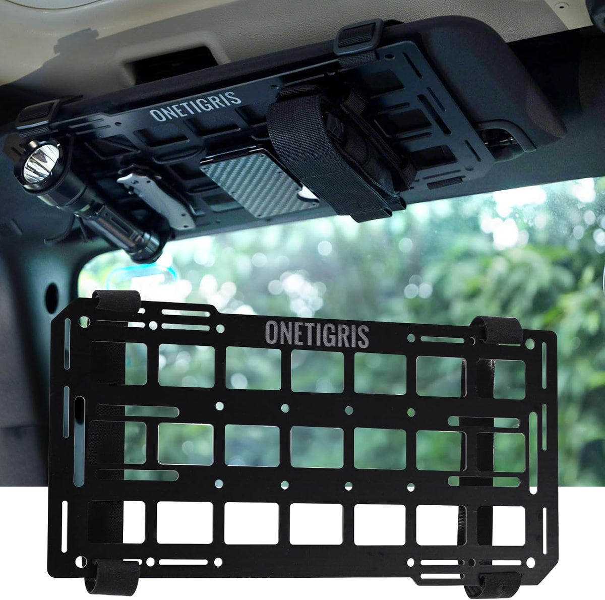ONETIGRIS Visor MOLLE Panel, Rigid Fiberglass Sun Visor Organizer, 1 Pack