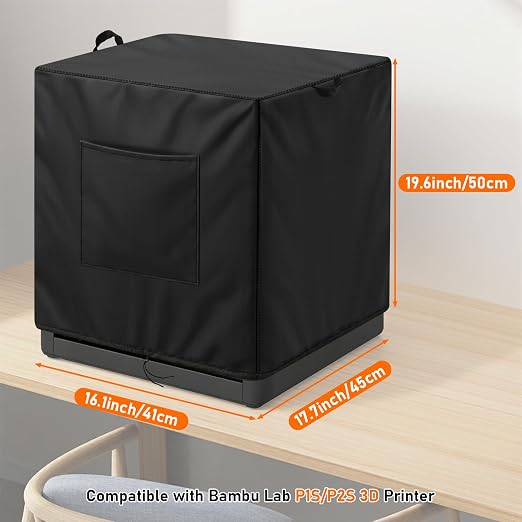 3D Printer Cover for Bambu LAB P1S/P2S, 600D Heavy Duty Dust Cover