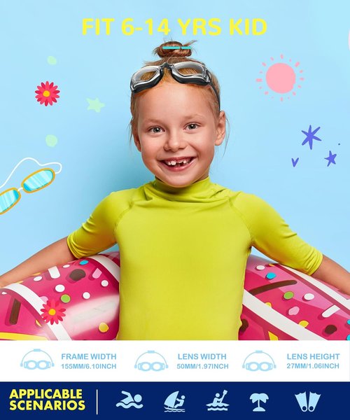 NSSIW Kids Swimming Goggles - Anti-Fog UV400 Protection | No Leak Design for Ages 6-14 | 3 Pack