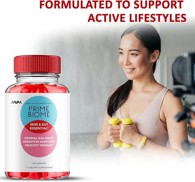 (3 Pack) Prime Biome Gummies PrimeBiome Skin & Gut Support Gummy Formula, PrimeBiome Overall Health & Wellness Vitamin B12 B6 Folic Acid Support Supplement, Prime Biome Advanced Formula (180 Gummies)