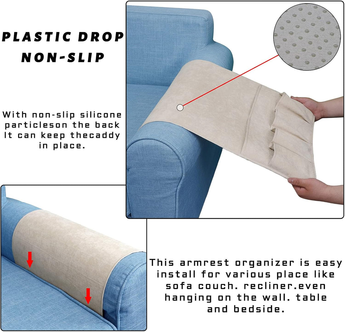 Remote Control Holders for Armchairs, Couch Caddy, Featuring Non-Slip Bases