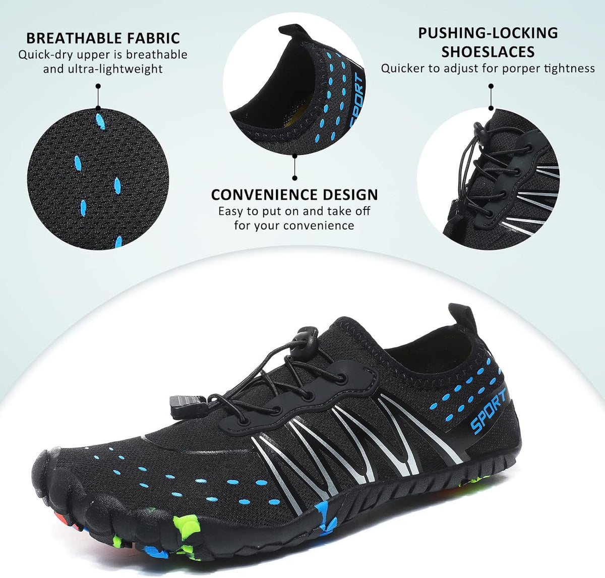 Ziitop Water Shoes - Anti-Slip, Breathable Quick Dry Design for Men & Women | Lightweight Slip-On for Beach, Hiking, and Water Sports