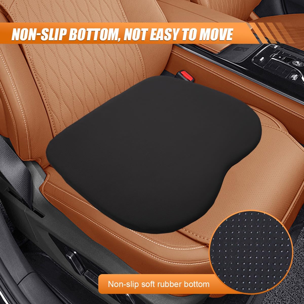 2 in 1 Wedge Car Cushion and Lumbar Support Pillow for Driving, Memory Foam Automotive Seat Booster Cushion, Non-Slip Vehicle Seat Pad for Car, Home, Office(Black)