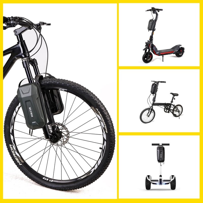 WILD MAN Hard Shell Handlebar Scooter Bag Quick Release Design Bike Bag Anti-Theft Design Scooter Storage With Carry Handle for Kick Scooters Folding Bike-GD99X(Black,4.5L)