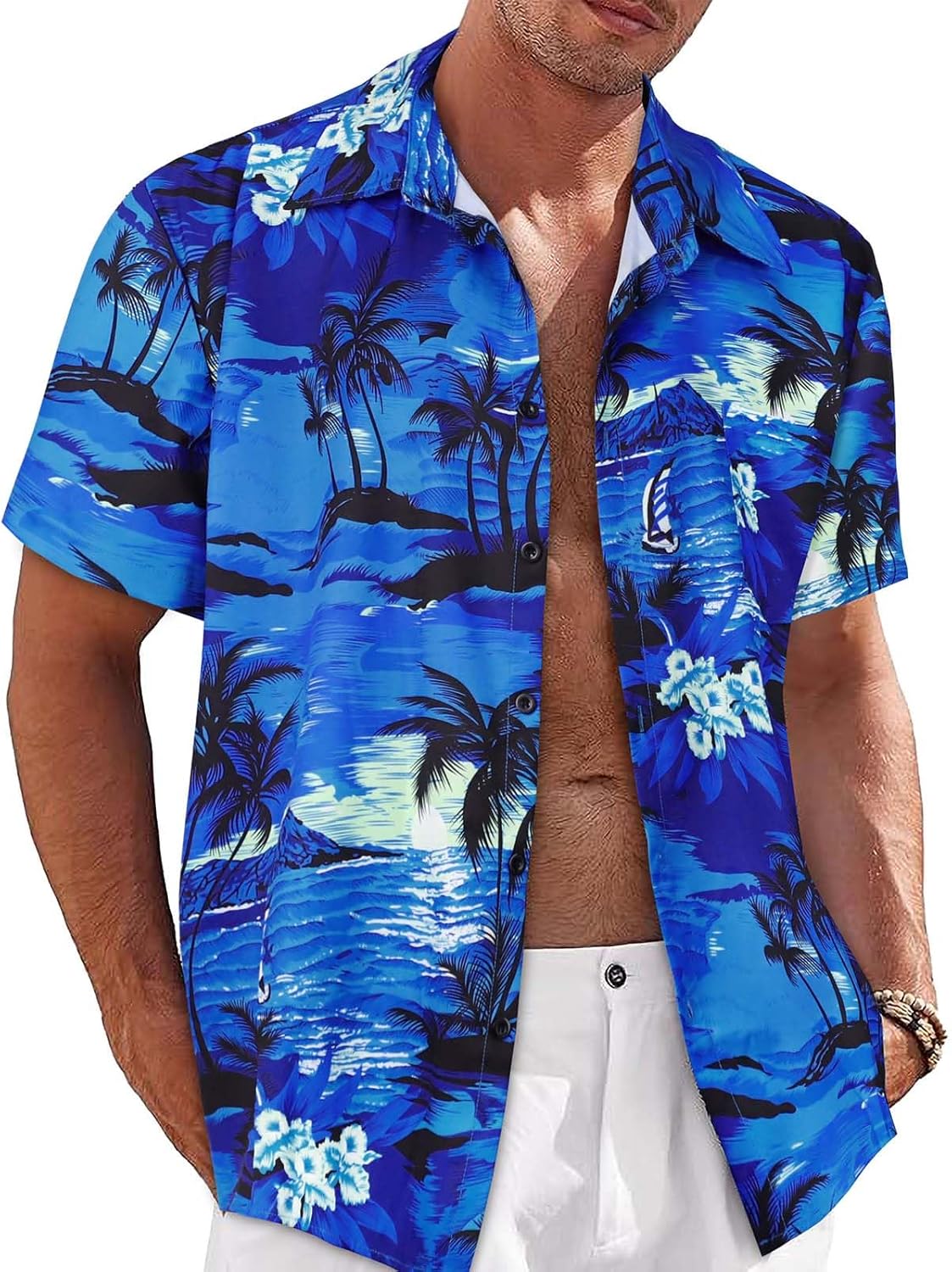 Skiennix Men's Hawaiian Shirt - Short Sleeve Casual Beach Top with Pocket | Summer 2026 Collection