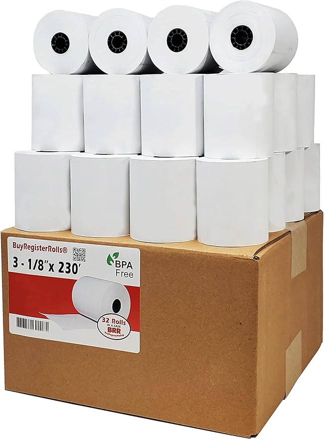 3 1/8 x 230 Thermal Paper Receipt Rolls fits all Clover POS Cash Register